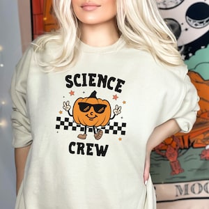 Science Teacher Fall Shirt, Retro Halloween Pumpkin Biology Chemistry Group Tshirt, Elementary Middle School Gift, Personalized Teach Tees