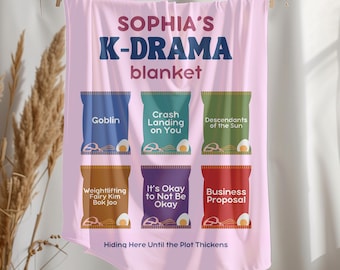 Personalized Kdrama Blanket, Kpop K-drama Fan Gift Merch, Kdrama Watching Blanket, Korean Finger Heart, Gift for Korean Drama Addict Lover