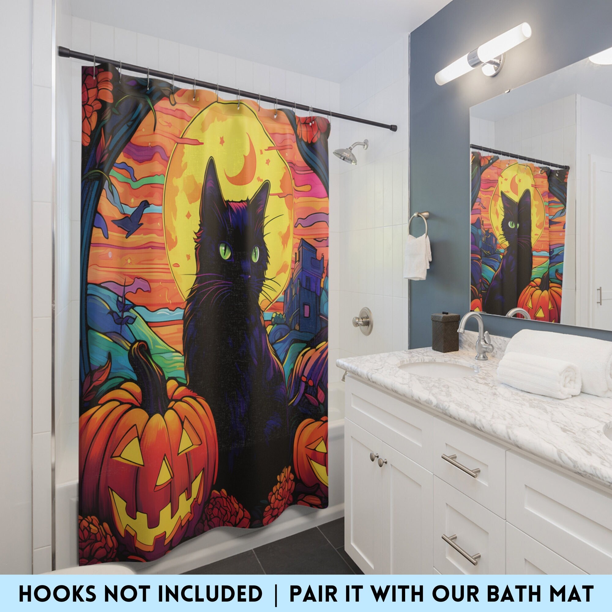 Halloween 35 x 20 '' Bat Bath Mat Gothic Home Bathroom Decoration Black Bats  Mat