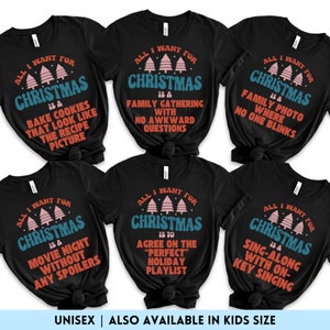 Group Family Christmas Shirt, Funny Matching Family Christmas Pajamas, Kids Holiday PJ Outfit, All I Want Christmas Party Tees, Cousin Crew