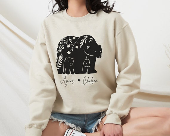 Custom Mama Bear Sweatshirt Mom Sweater With Kids Names Happy