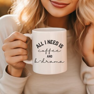 Coffee and Kdrama Mug, K-pop K-Drama Coffee Mug, Gift for Korean Lover, Hallyu Korean Pop Kpop Cup, Korean Drama Addict, Kdrama Mama Gift