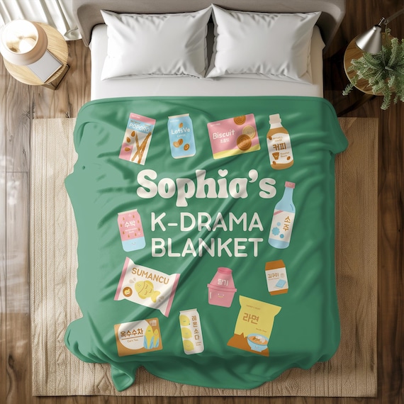 Personalized Kdrama Blanket, Kpop K-drama Fan Gift Merch, Kdrama Watching Blanket, Korean Finger Heart, Gift for Korean Drama Addict Lover