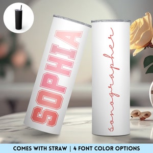 Personalized Sonographer Tumbler with Straw, Custom Name Ultrasound Tech Group Gift, RDMS Student Grad Gift, Sonography Nurse Travel Cup