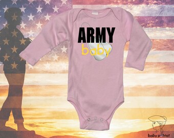 Army Baby * long sleeve patriotic baby onesie * 100% certified organic cotton * Made in the USA * Baby Patriot