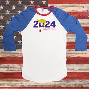 Trump 2024 * Patriotic Americana Baseball Shirt * Infant, Toddler and Youth Sizes * Made in the USA * Baby Patriot