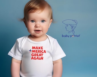 Body patriótico de manga corta para bebé Make America Great Again * MAGA * * 100 % algodón orgánico certificado * Fabricado en EE. UU. * Bebé patriota