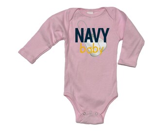 Navy Baby * long sleeve patriotic baby onesie * 100% certified organic cotton * Made in the USA * Baby Patriot