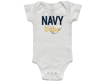 Navy Baby * short sleeve patriotic baby onesie * 100% certified organic cotton * Made in the USA * Baby Patriot