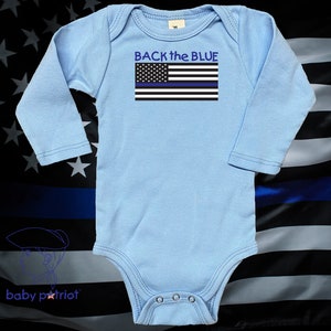 Back The Blue * long sleeve patriotic baby onesie * 100% certified organic cotton * Made in the USA * Baby Patriot