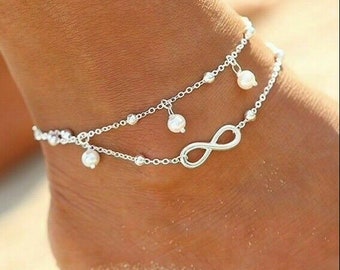 Women's Ankle Bracelet | UK Anklet | Infinity anklet | 925 Sterling Silver Anklet | Boho Ankle Bracelet |Gold & Silver Anklet |Gifts for her