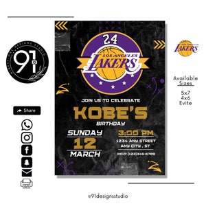 Los Angeles Lakers Themed Ticket Invitation Lakers Ticket 