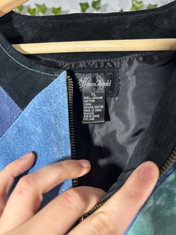 Vintage 1990s leather abstract  patchwork jacket - image 7