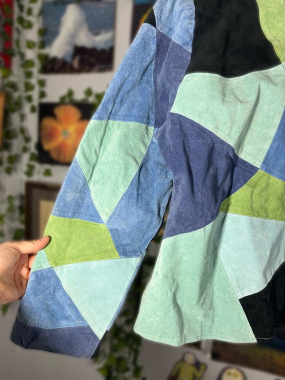 Vintage 1990s leather abstract  patchwork jacket - image 5