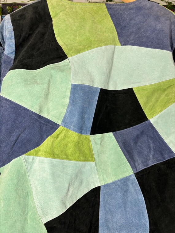 Vintage 1990s leather abstract  patchwork jacket - image 6