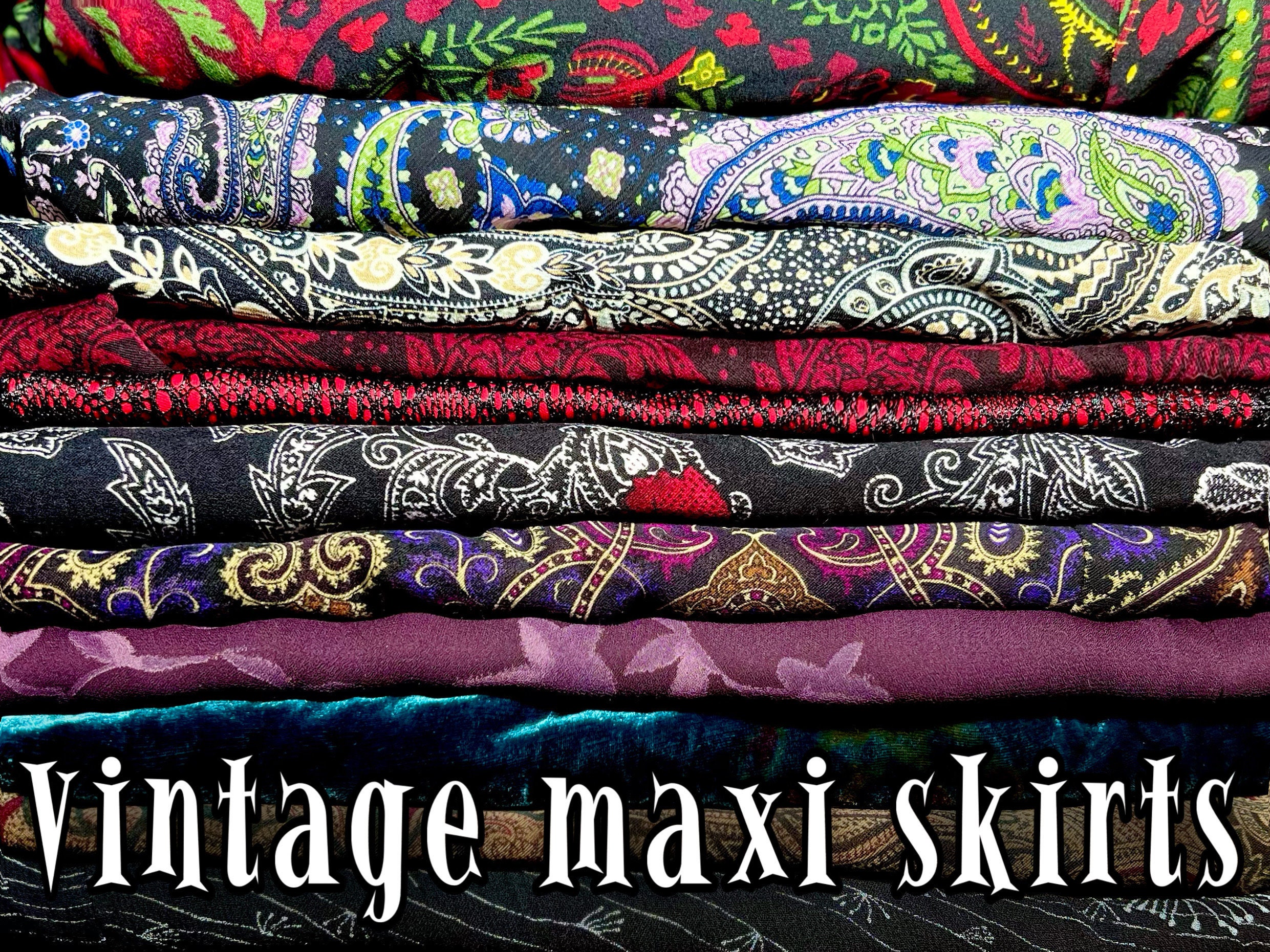 Mystery vintage whimsigoth printed maxi skirt