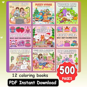 LalyArts Ultimate Bold and Easy Coloring-bundel | 500 pagina's | 12 pdf-bestanden | Leuke en gezellige kleurplaten | Digitale download