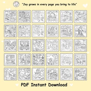 Lote de libros para colorear fáciles y atrevidos / 800 páginas / 21 libros en PDF / Páginas para colorear adorables y divertidas / Descarga digital imagen 5
