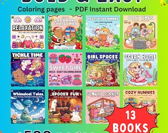 500  Bold & Easy Coloring Pages – 13 Book Bundle (PDF Download)