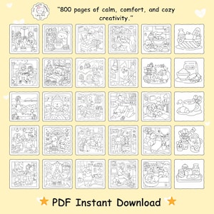 Lote de libros para colorear fáciles y atrevidos / 800 páginas / 21 libros en PDF / Páginas para colorear adorables y divertidas / Descarga digital imagen 2