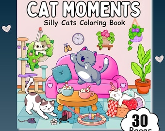 Silly Cats Coloring Book • 40 Funny Cat Pages (Digital Download)