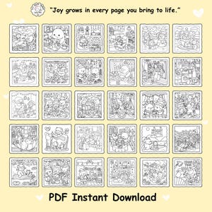 Lote de libros para colorear fáciles y atrevidos / 800 páginas / 21 libros en PDF / Páginas para colorear adorables y divertidas / Descarga digital imagen 6