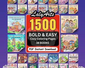 Paquete de libros para colorear acogedores: 1500 páginas fáciles y llamativas (descarga digital)