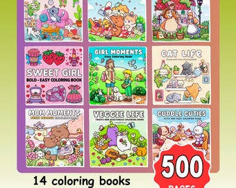 Paquete de libros para colorear LalyArtsCo Ultimate – Edición 2 / 500 páginas / 14 libros para colorear atrevidos y fáciles / Dibujos para colorear adorables y acogedores / Descarga digital
