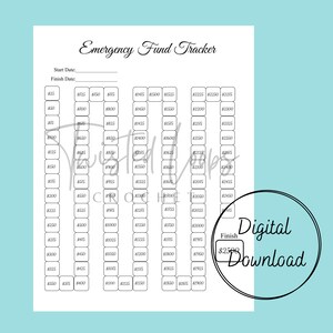 Money saving challenge printable, money saving tracker, 2500 Emergency fund challenge printable,