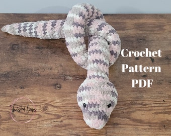 Crochet snake pattern, digital crochet pattern, Snake amigurumi pattern