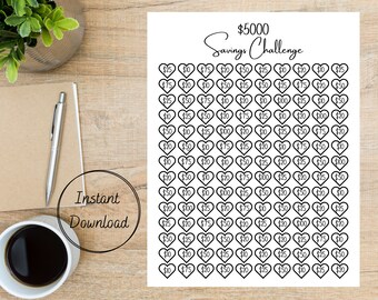 Money saving challenge printable, money saving tracker, 5000 Emergency fund challenge printable,
