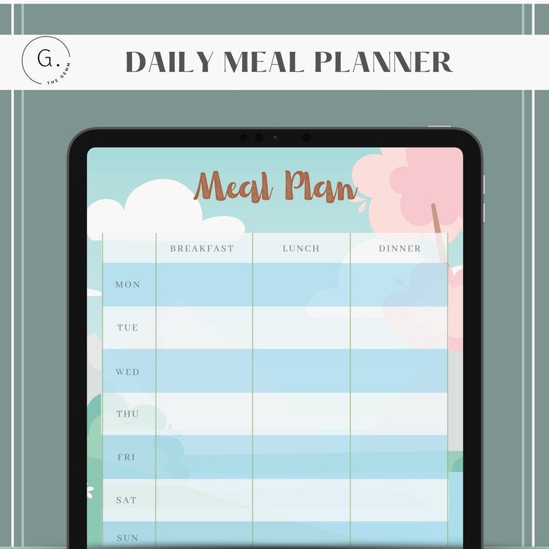 Cute Forest Kids Meal Planner Printable Weekly Planner A4 - Etsy