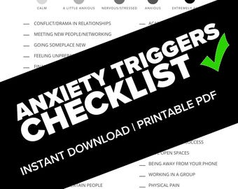 Anxiety Triggers Checklist - Printable Journal Worksheet (US Letter) (PDF Pattern