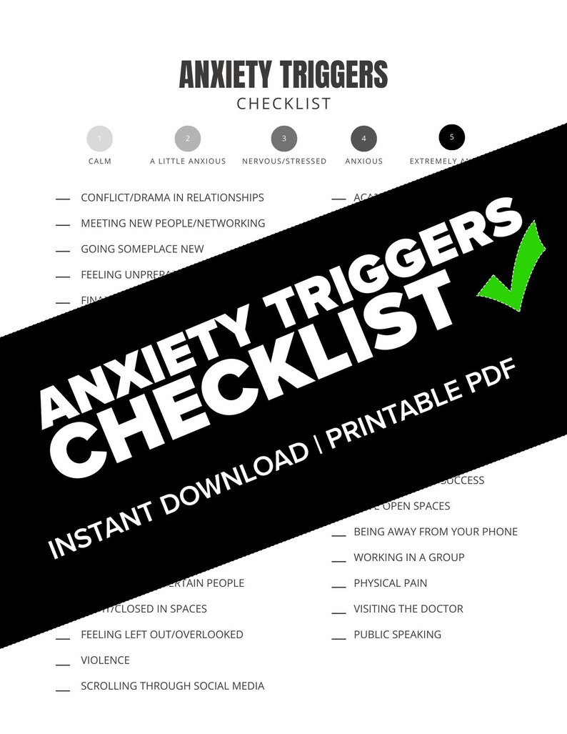 Anxiety Triggers Checklist - Printable Journal Worksheet (US Letter ...