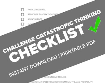 Challenge Catastrophic Thinking Checklist - Printable Journal Worksheet (US Letter) PDF