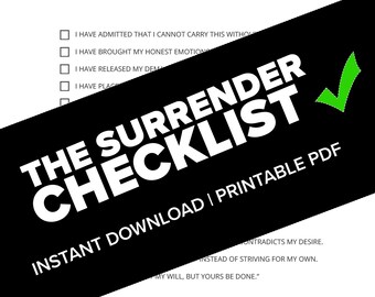 The Surrender Checklist (Spiritual Version) - Printable Journal Worksheet (US Letter) PDF