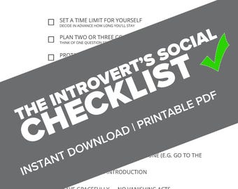 The Introvert's Social Checklist - Printable Journal Worksheet (US Letter) PDF