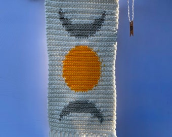 Sun and moon handmade crochet wall tapestry