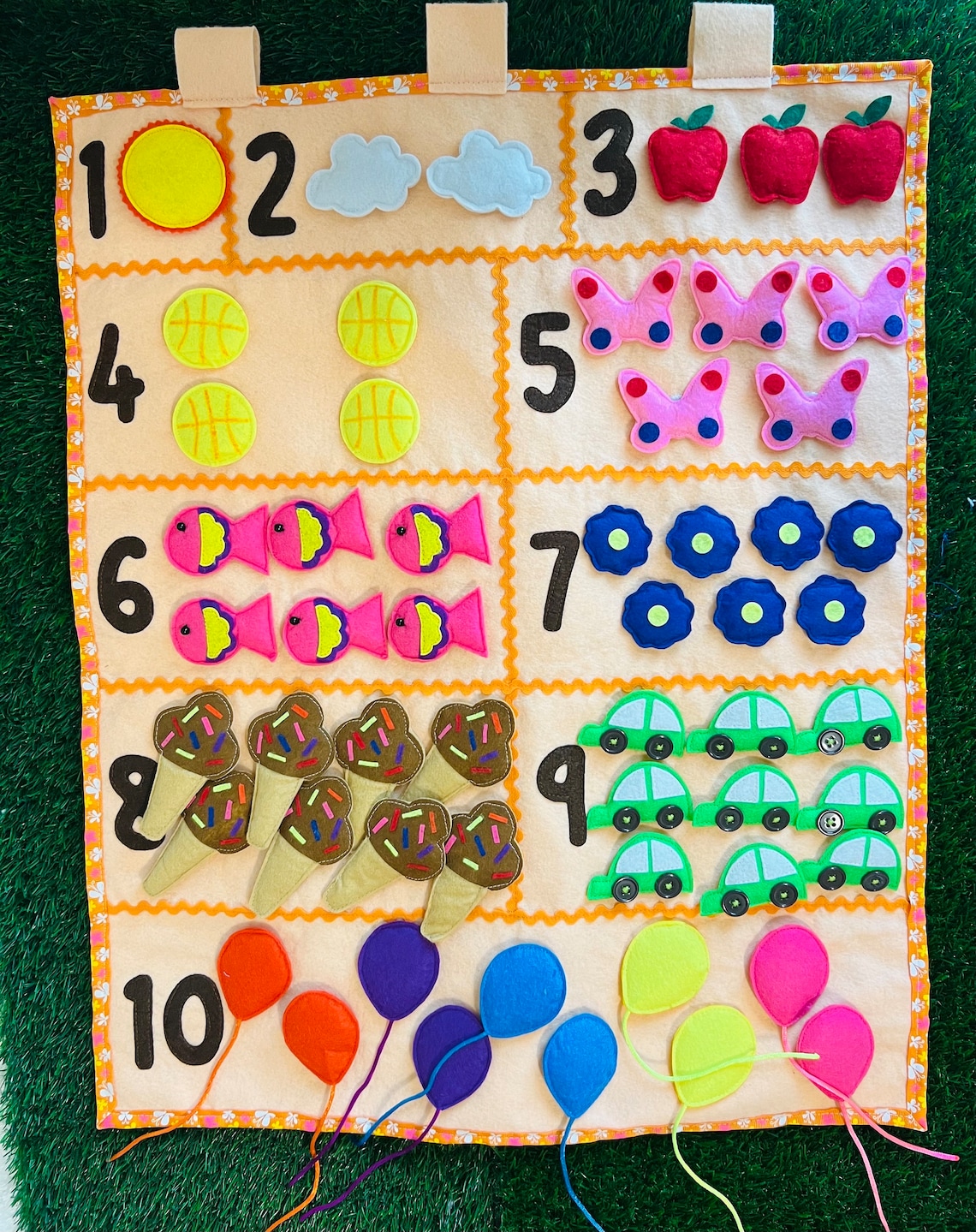 Counting Chart, Learning to Count, Felt Numbers, Delt Number Chart - Etsy