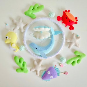 Ocean Baby Mobile, Sea Creatures Crib Mobile, Nautical Cot Mobile, Ocean Nautical Nursery Decor, Baby Shower Gift, Baby Boy Crib Mobile