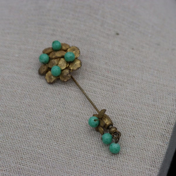 Vintage Signed Miriam Haskell Turquoise Bead Stick Hat Pin