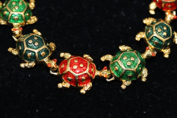 Vintage Tiny Multicolored Enamel Turtle Tortoise … - image 2