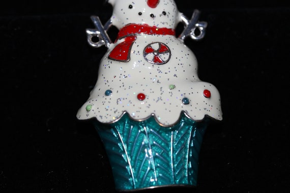 Vintage Signed Miriam Haskell Enamel Snowman Broo… - image 4