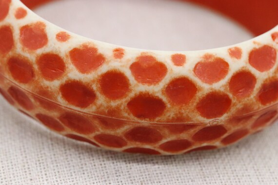 Vintage Acrylic Orange Animal Honeycomb Print Ban… - image 3