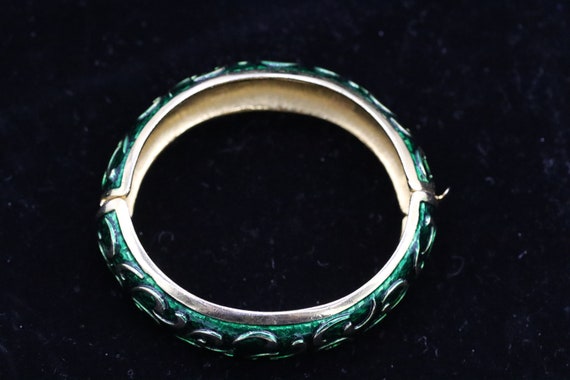 Vintage Signed Marcel Boucher Green Enamel Bracel… - image 5