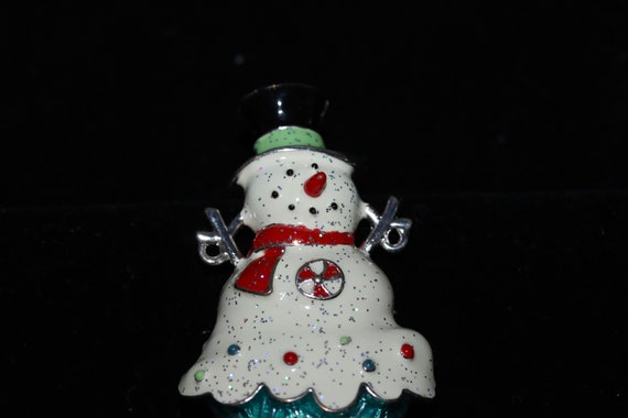 Vintage Signed Miriam Haskell Enamel Snowman Broo… - image 3