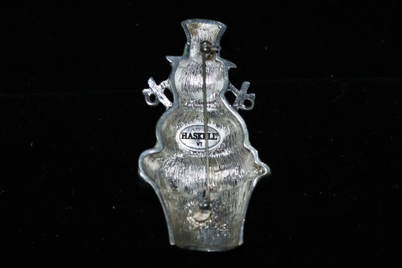 Vintage Signed Miriam Haskell Enamel Snowman Broo… - image 6