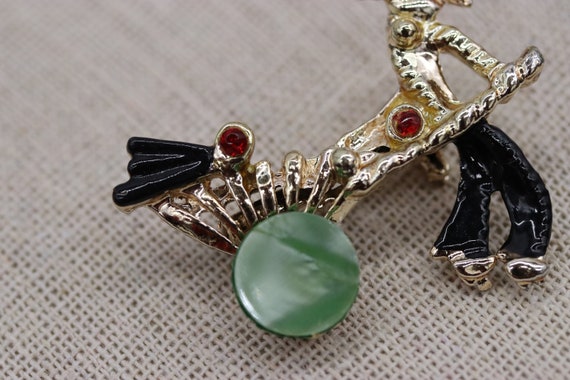 Vintage Unsigned Rickshaw Oriental Man Brooch Pin… - image 5