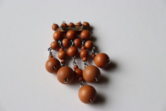 Vintage Unsigned Miriam Haskell Wooden Balls Broo… - image 1