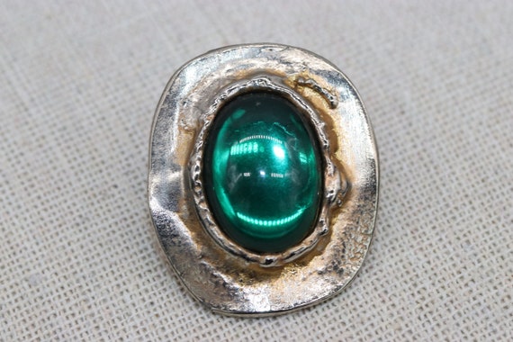 Vintage Signed Dauplaise Emerald Glass Pierced Ea… - image 3